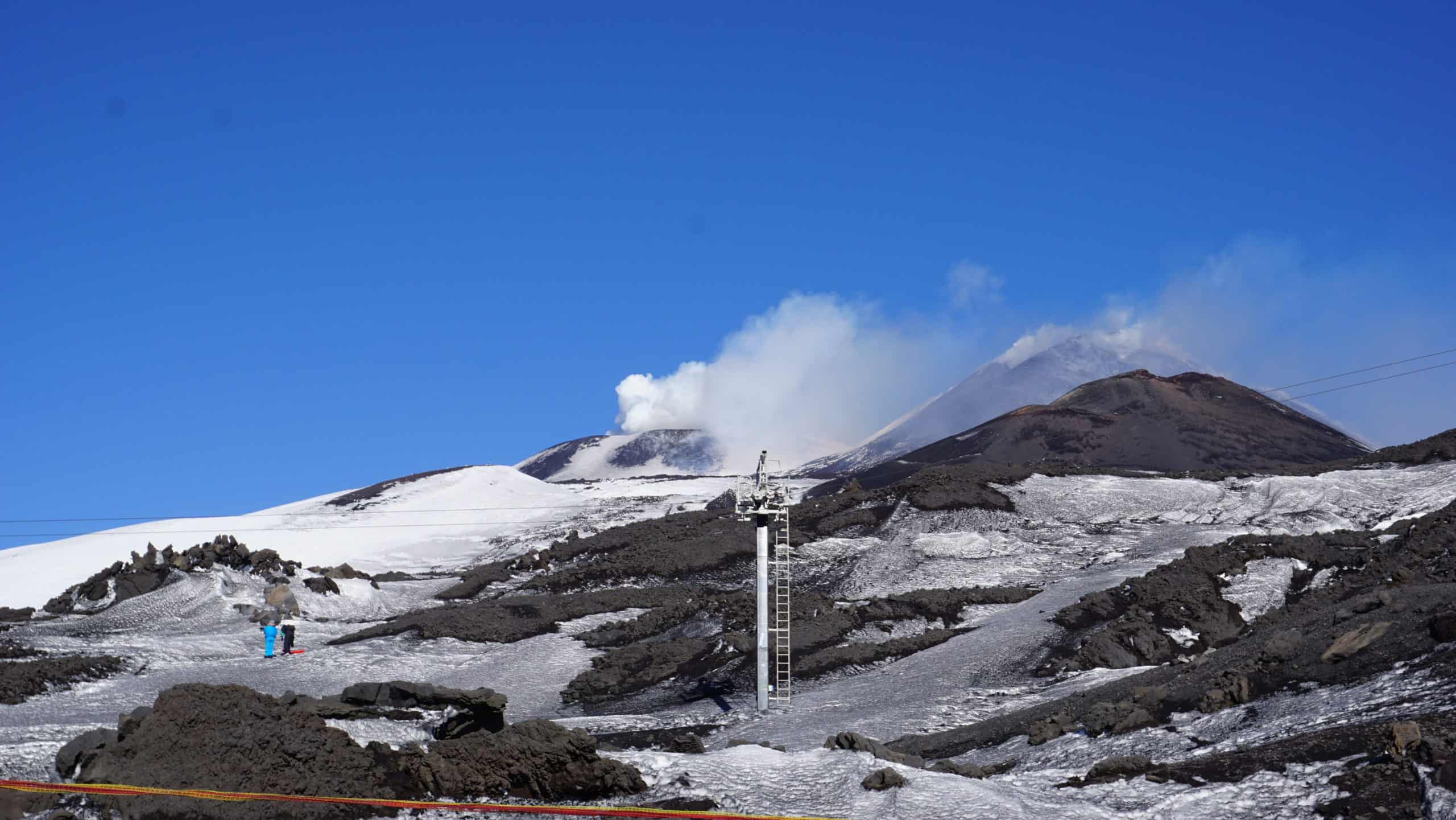 view of mount etna summit smoking