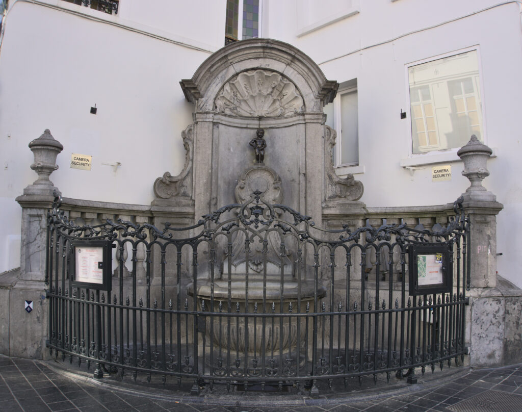 The Manneken Pis statue in Brussels, Belgium.