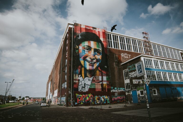 Mural of Anne Frank in Amsterdam.'s NDSM Wharf