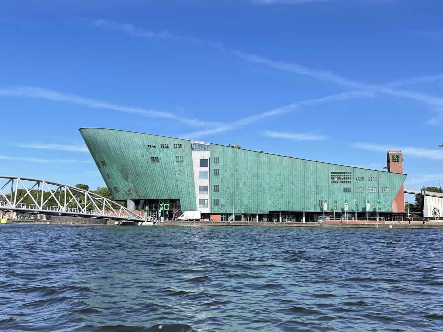 Exterior of the NEMO Science Center, a top activity for kids in Amsterdam.