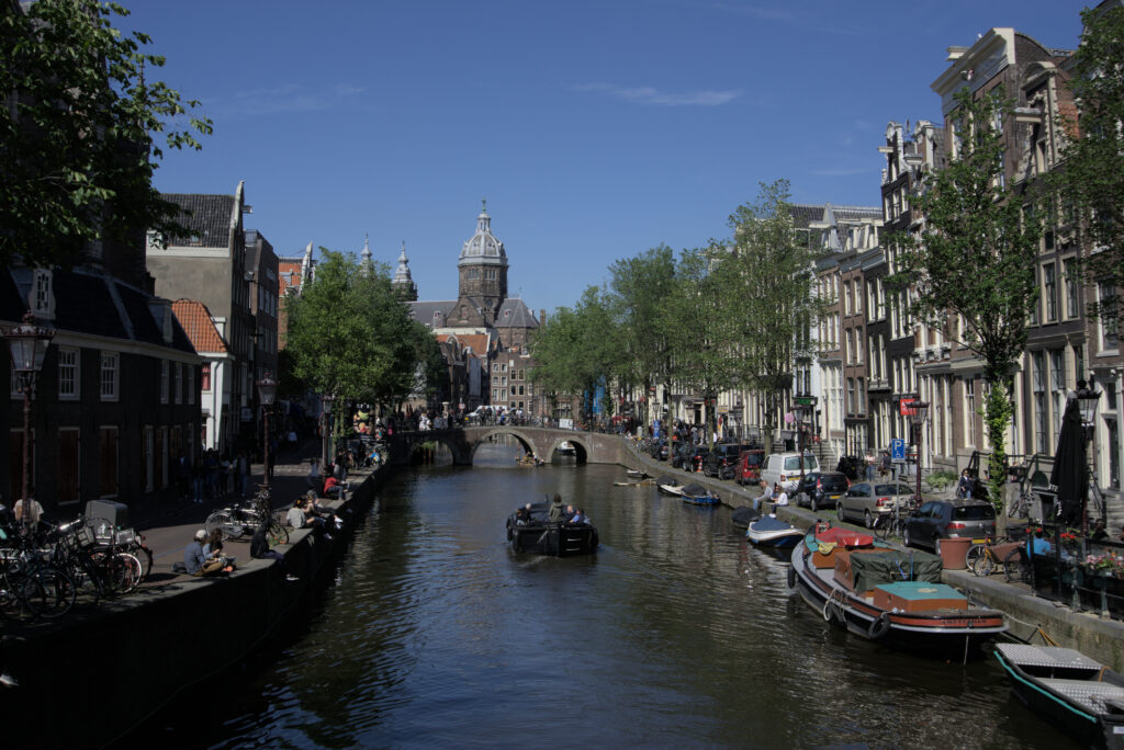 boats along an Amsterdam canal