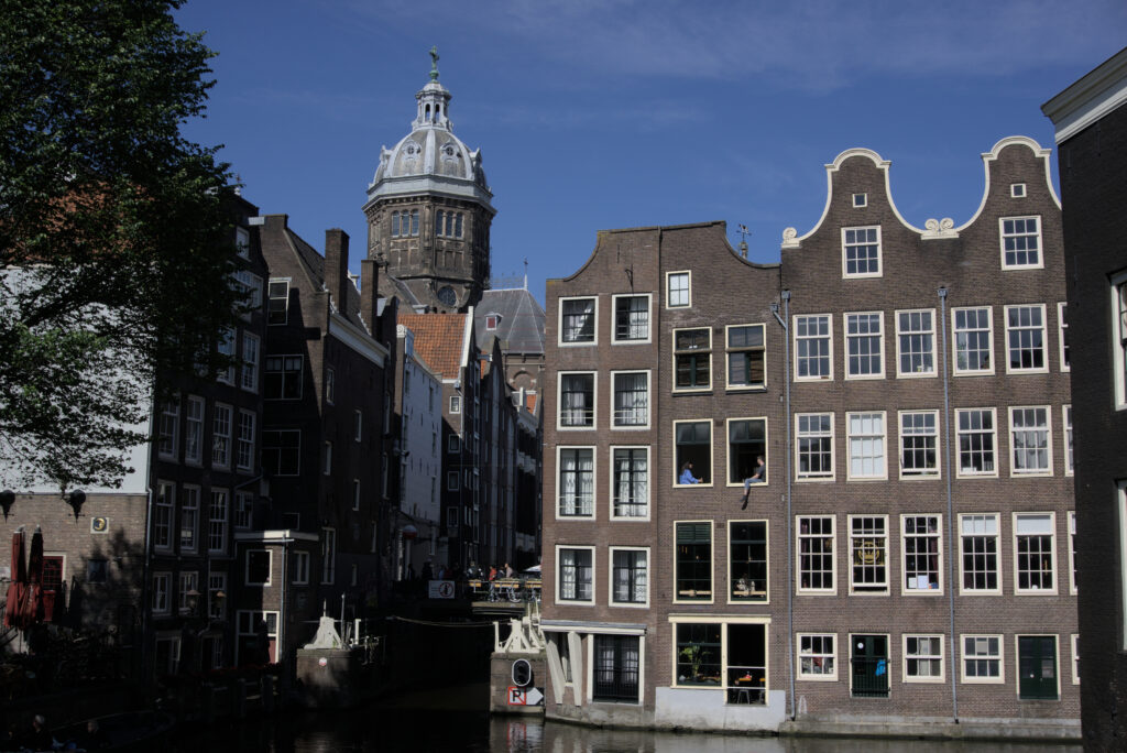 houses on the canal in Amsterdam.