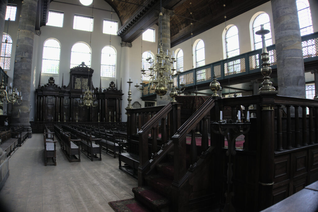 Interior of Amsterdam's Portuguese synagogue.