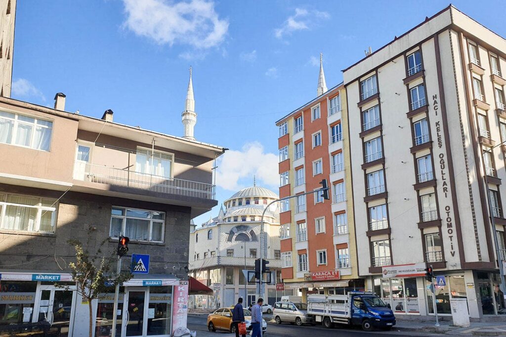 a mosque in downtown Kars