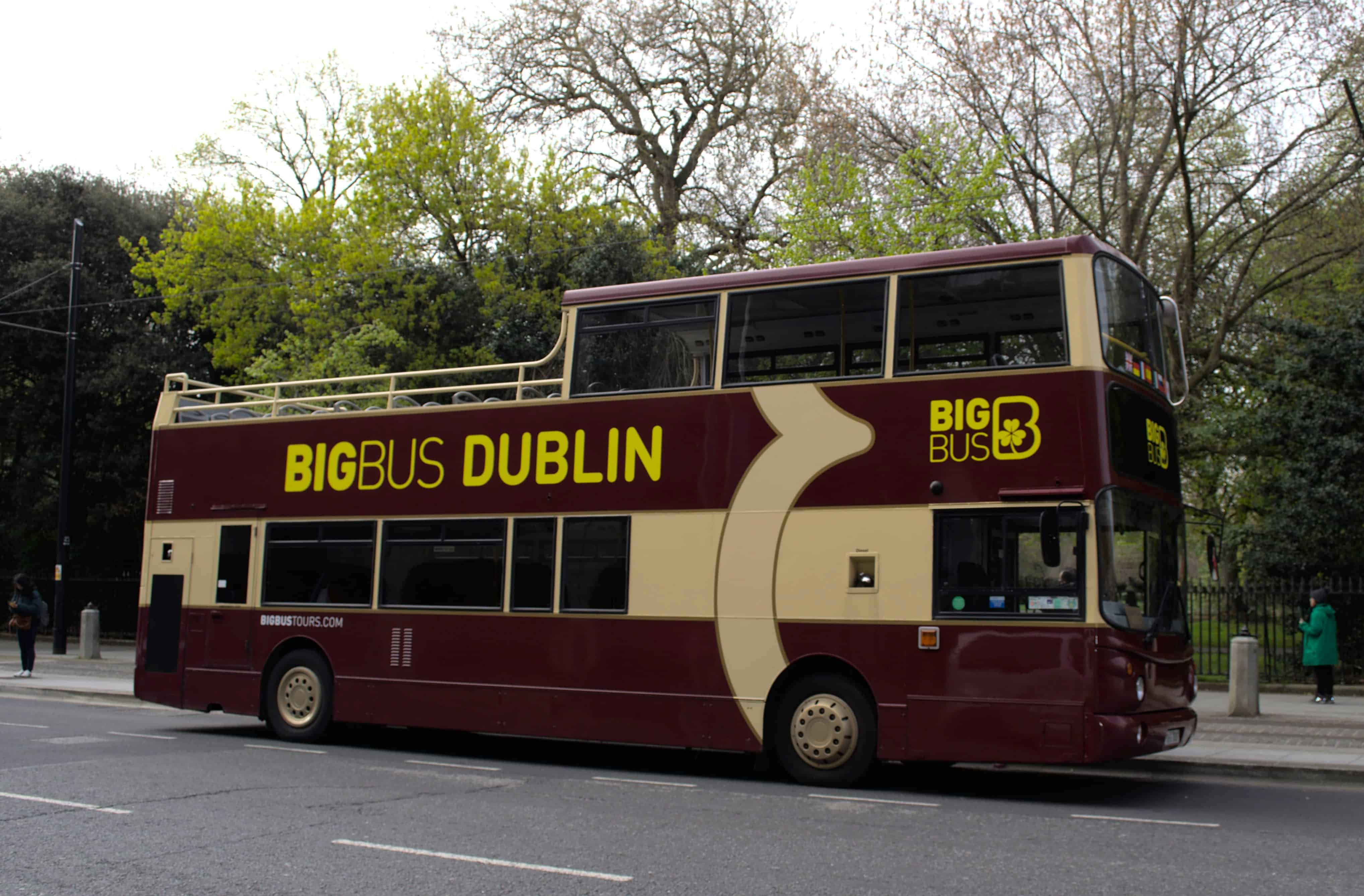 double decker bus tour in Dublin on a rainy day.