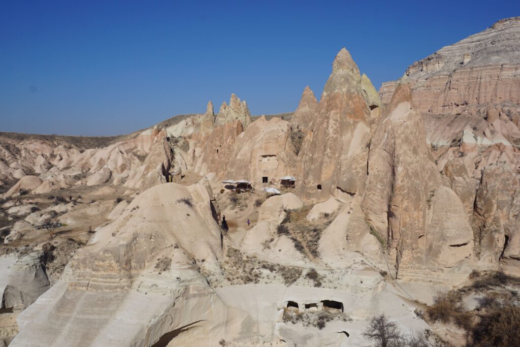 sand colored rocks in cappadocia, turkey