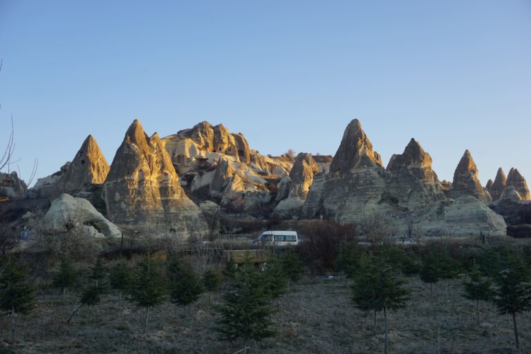 car driving along road in cappadocia, turkey