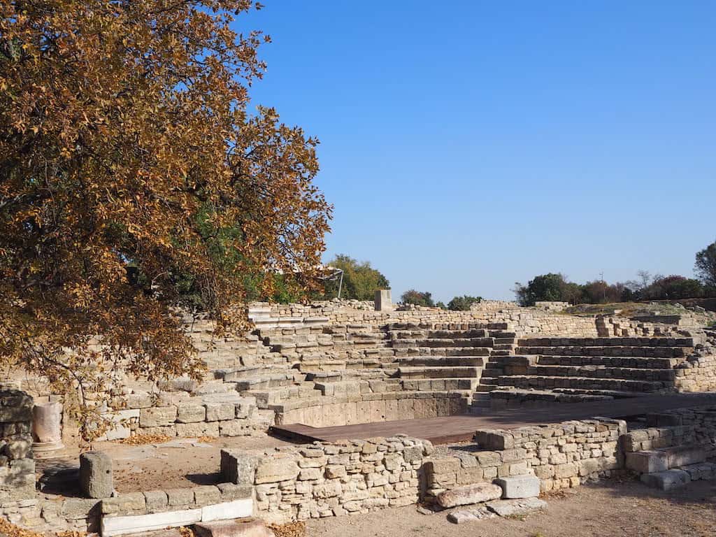 ruins of an ancient Roman theatre at the former city of Troy.