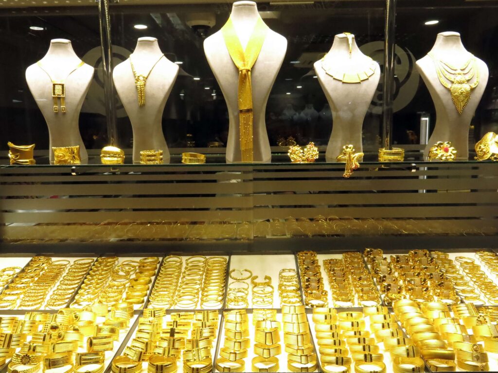 Gold jewelry For Sale At The Grand Bazaar in Istanbul.